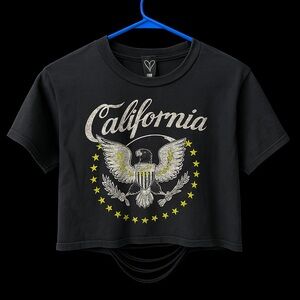 Windsor Black California Graphic Crop Top